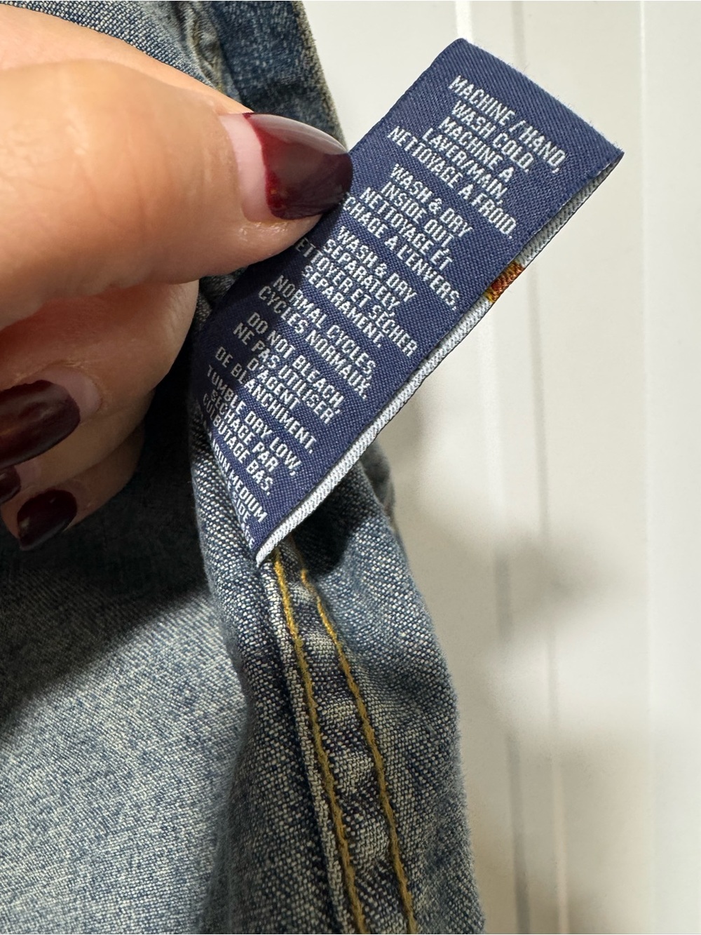 Vintage Ralph Lauren American Flag Denim Trucker Jacket with Corduroy Collar M - Picture 8 of 10